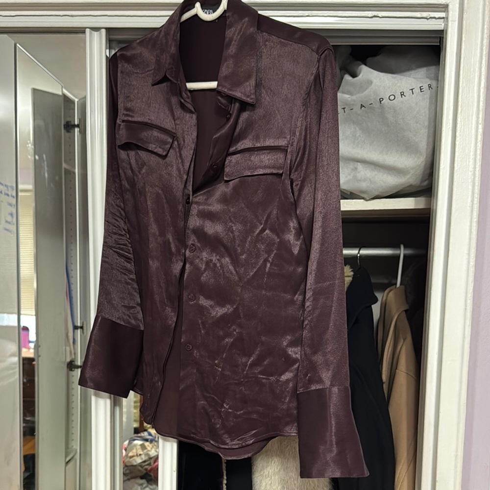 ZARA Satin Button-Up Shirt